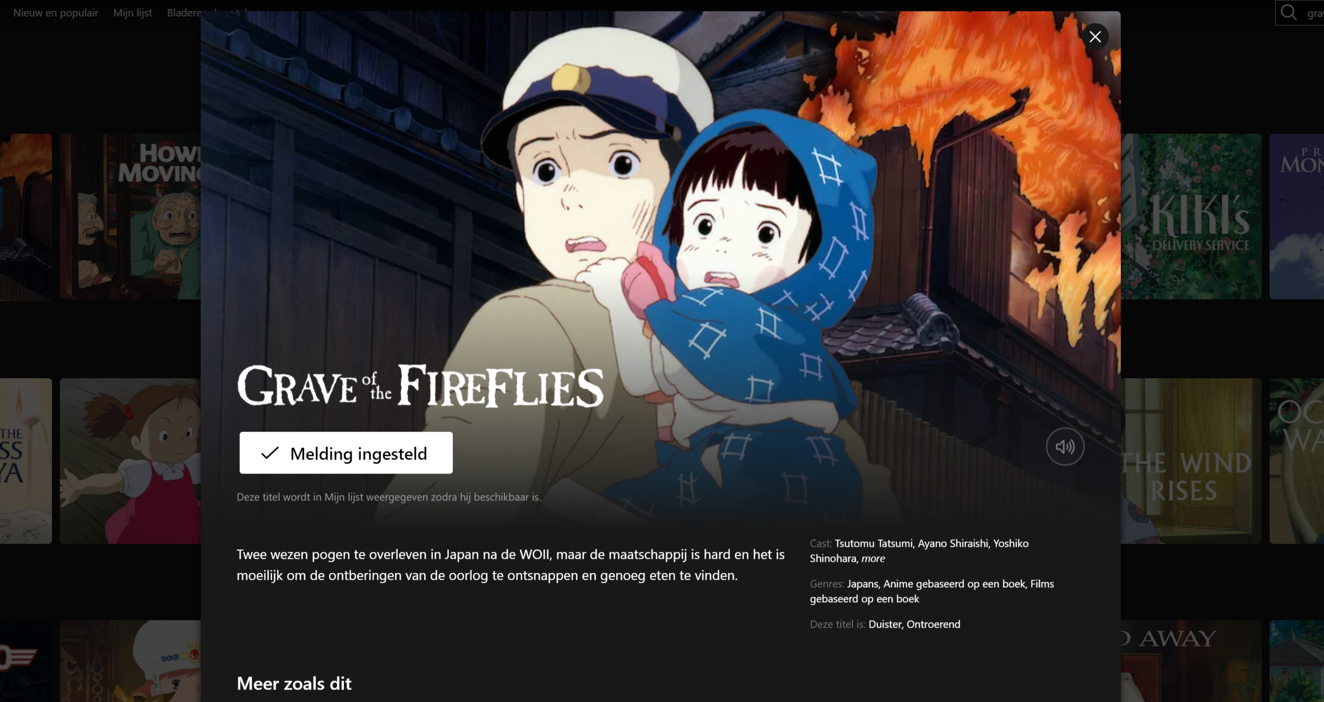 Grave of the Fireflies op Netflix in september